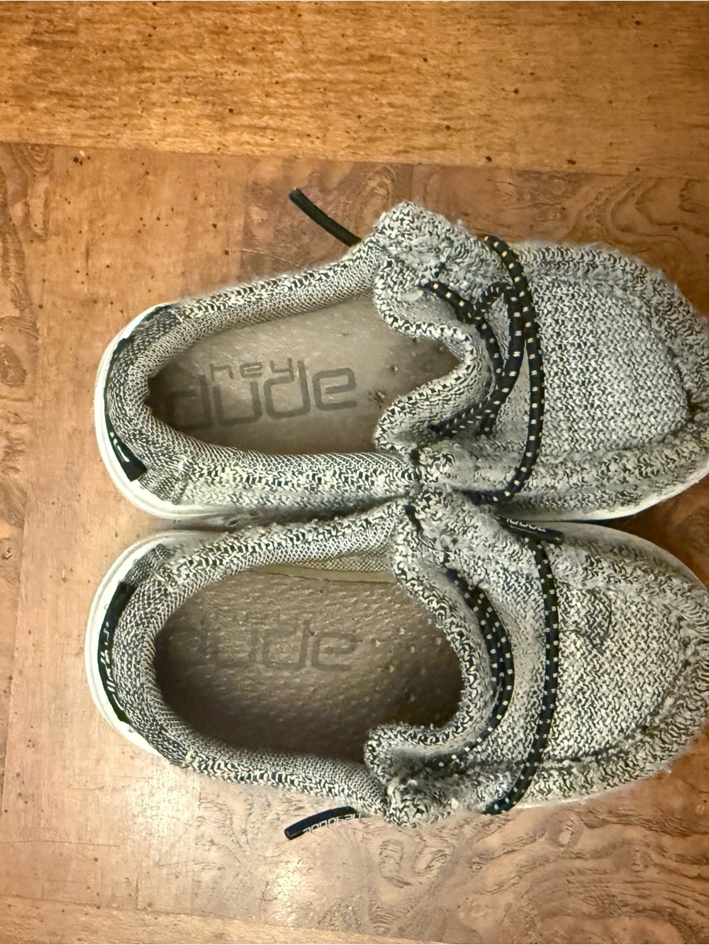 Hey Dude Kids Grey Knit Slip-On Sneakers with Black Accent